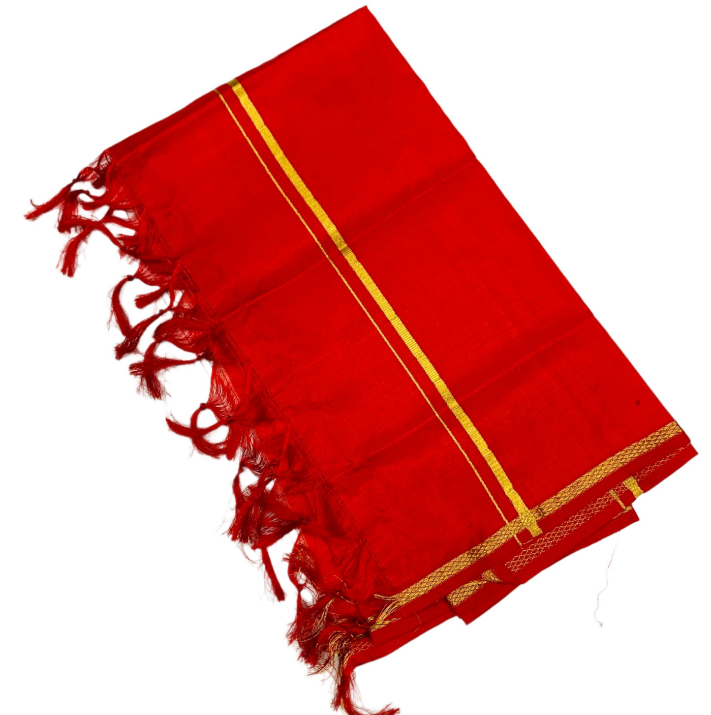 2 Mulam Silk Pooja Towel Red Colour