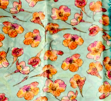 Tussar Colour Digital Print silk saree with Aqua Blue Border.