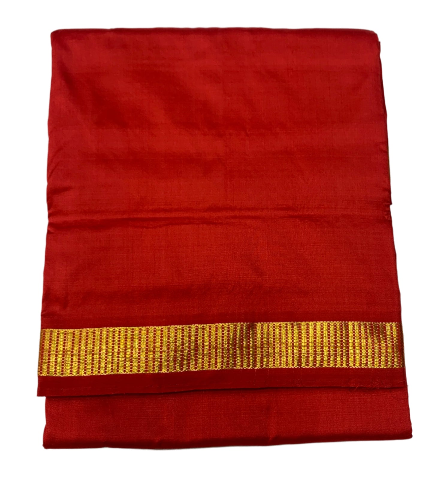 9 yards/Madisar Pure Kanchipuram Silk Saree Red Shade with Golden Zari Border with Silk Mark