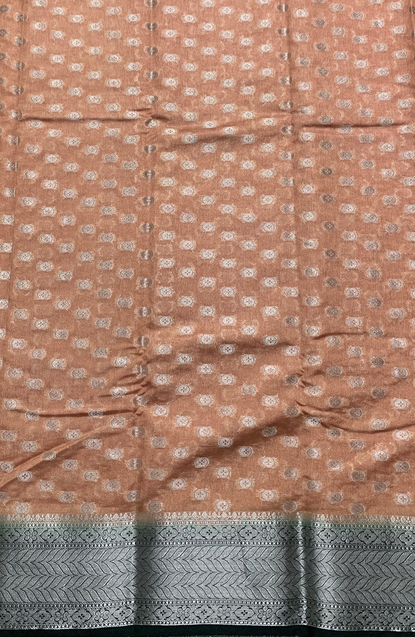 Crepe Saree Coffee Brown Colour with Green Border