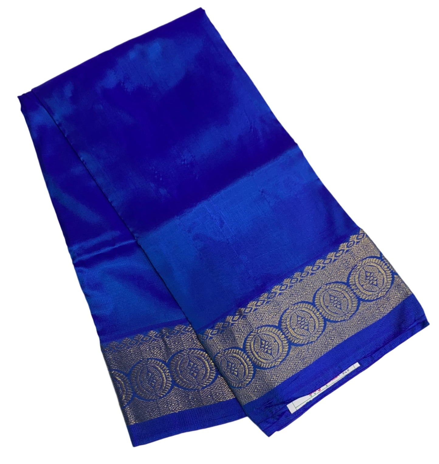 Silk Pooja Towel Ink Blue Colour with Golden Border