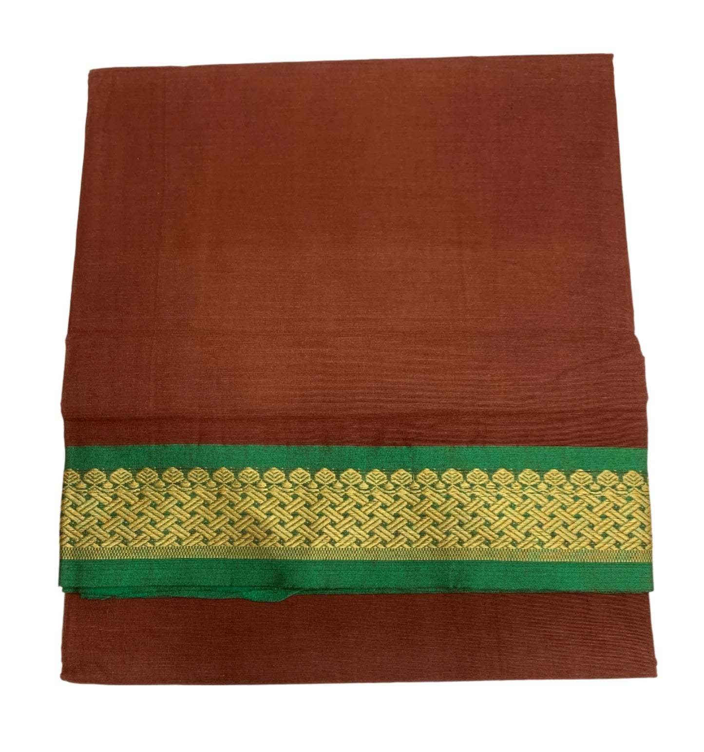 Chettinad Cotton Saree Brown Colour with Green Border