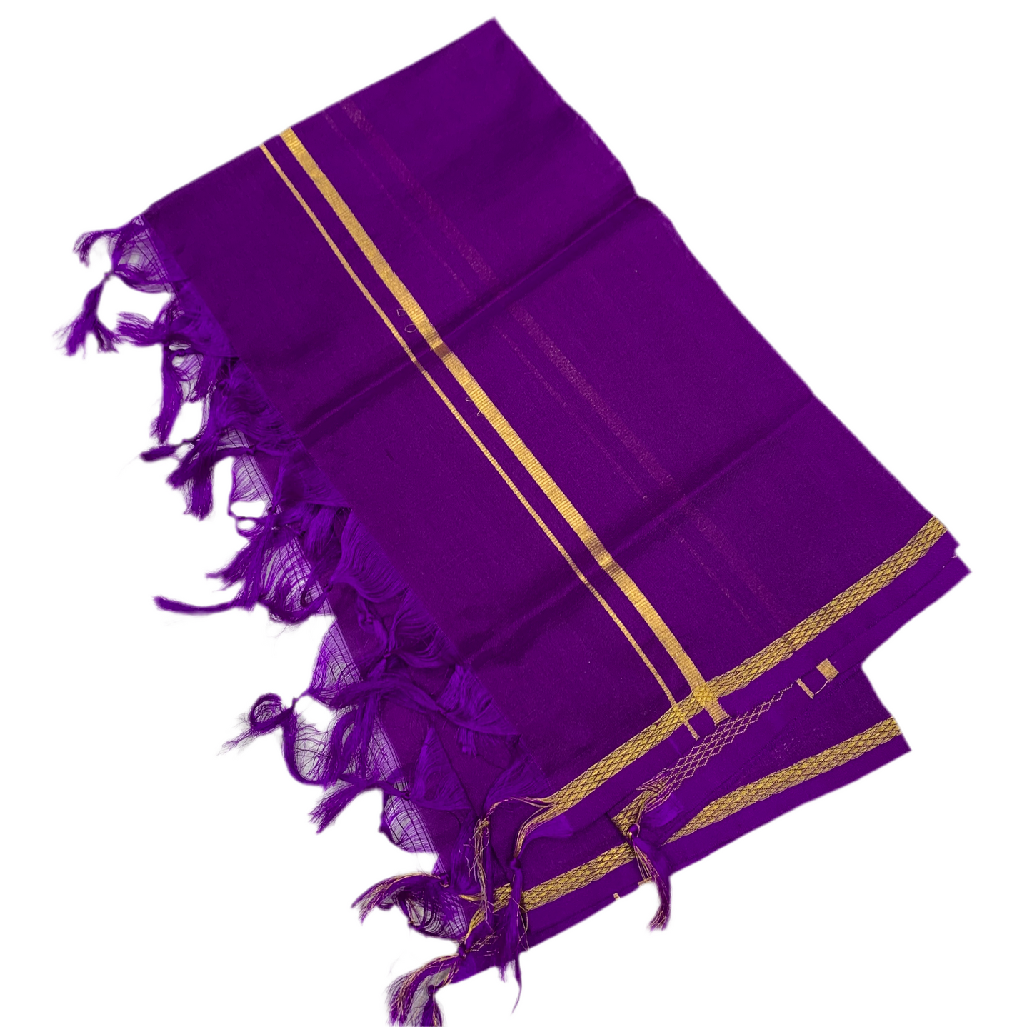 2 Mulam Silk Pooja Towel Violet Colour