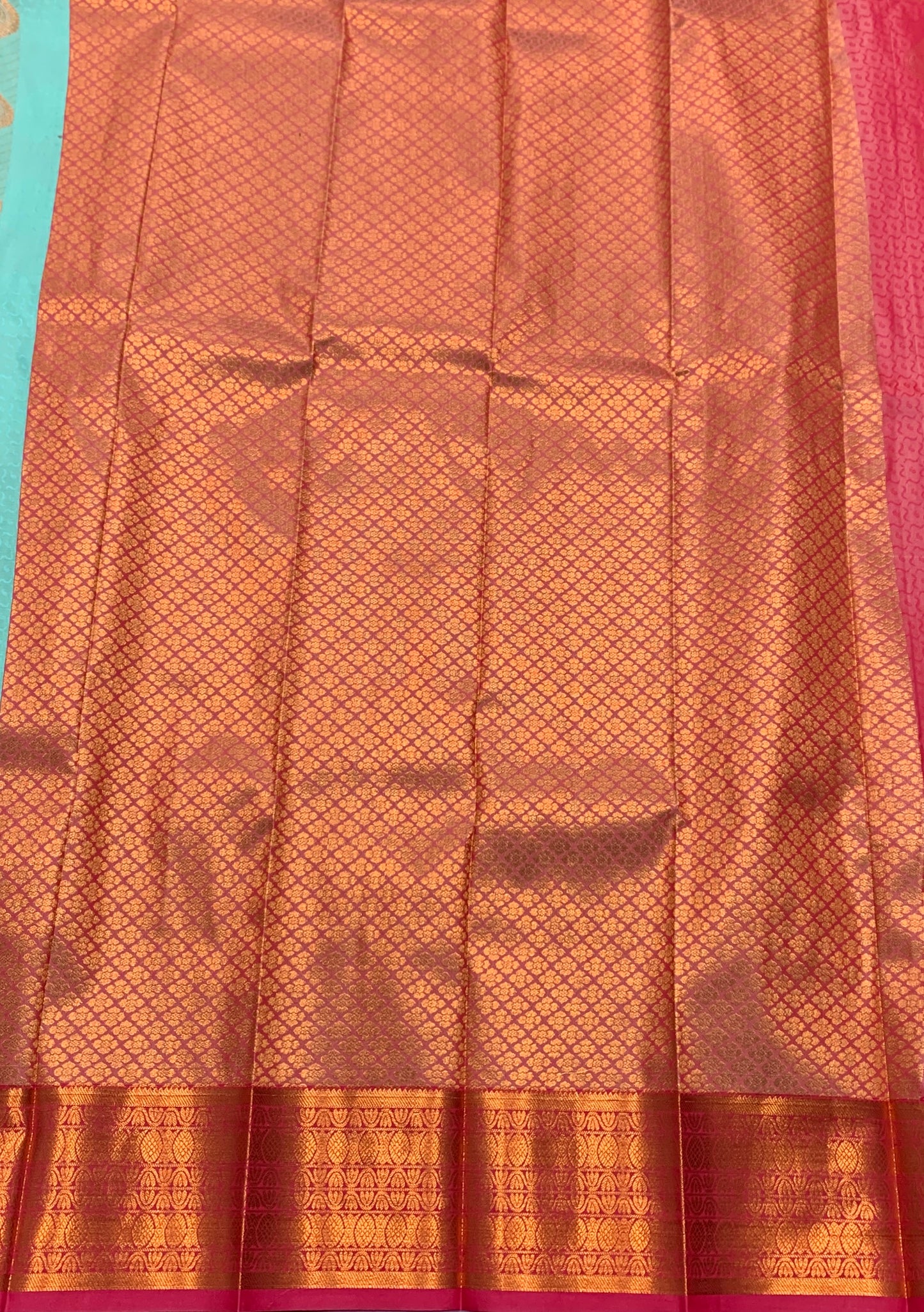 Vegan Silk Saree Sapphire Colour Saree with Copper Border