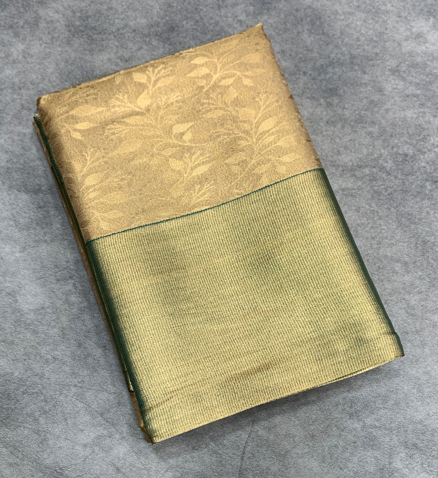 Fancy Tissue Saree Golden Colour with Green Colour Border