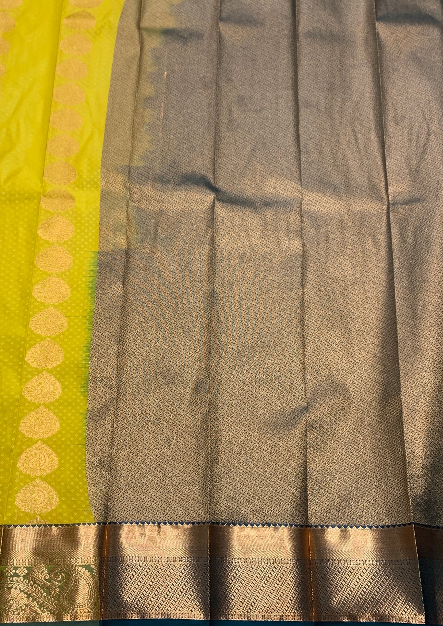 Vegan Silk Saree Mustard Colour Saree with Copper Border