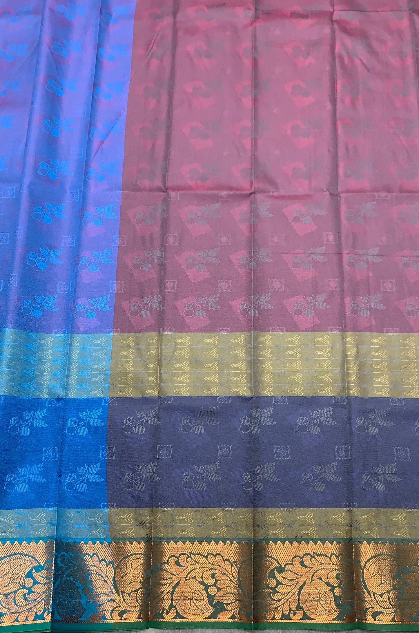 Synthetic Cotton Saree Multi Colour with Copper Border