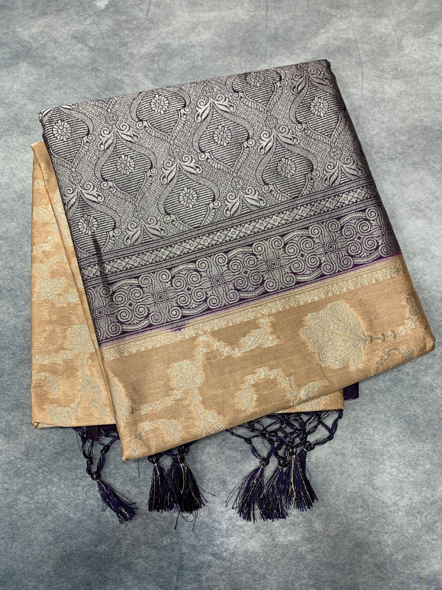 Soft Silk Casual Saree Biscuit Colour with Dark Magenta Colour Border