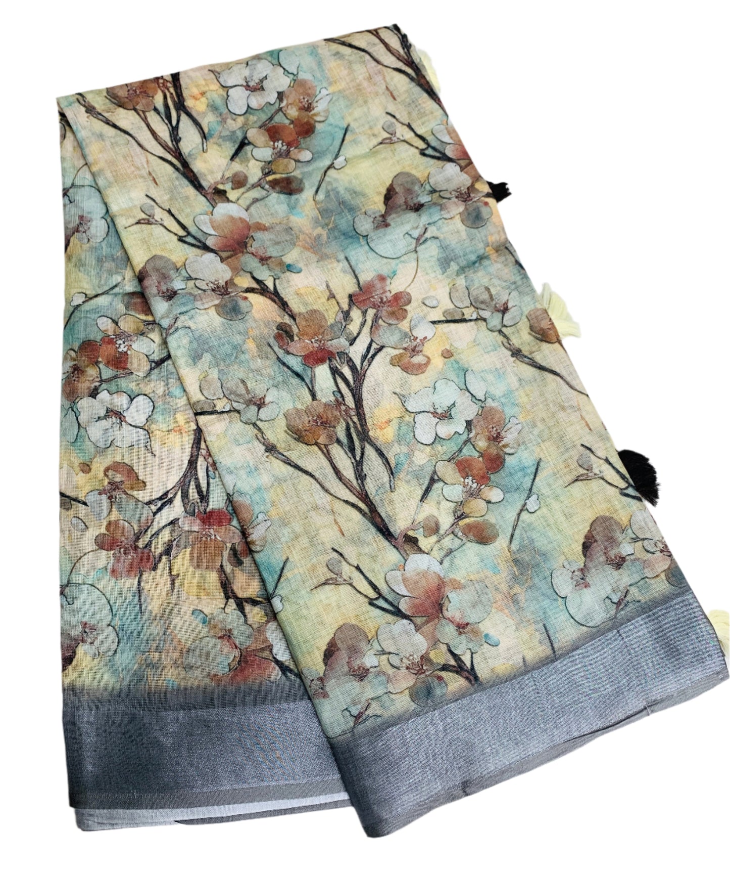 Jute Cotton Multicolour Saree with Thread Border