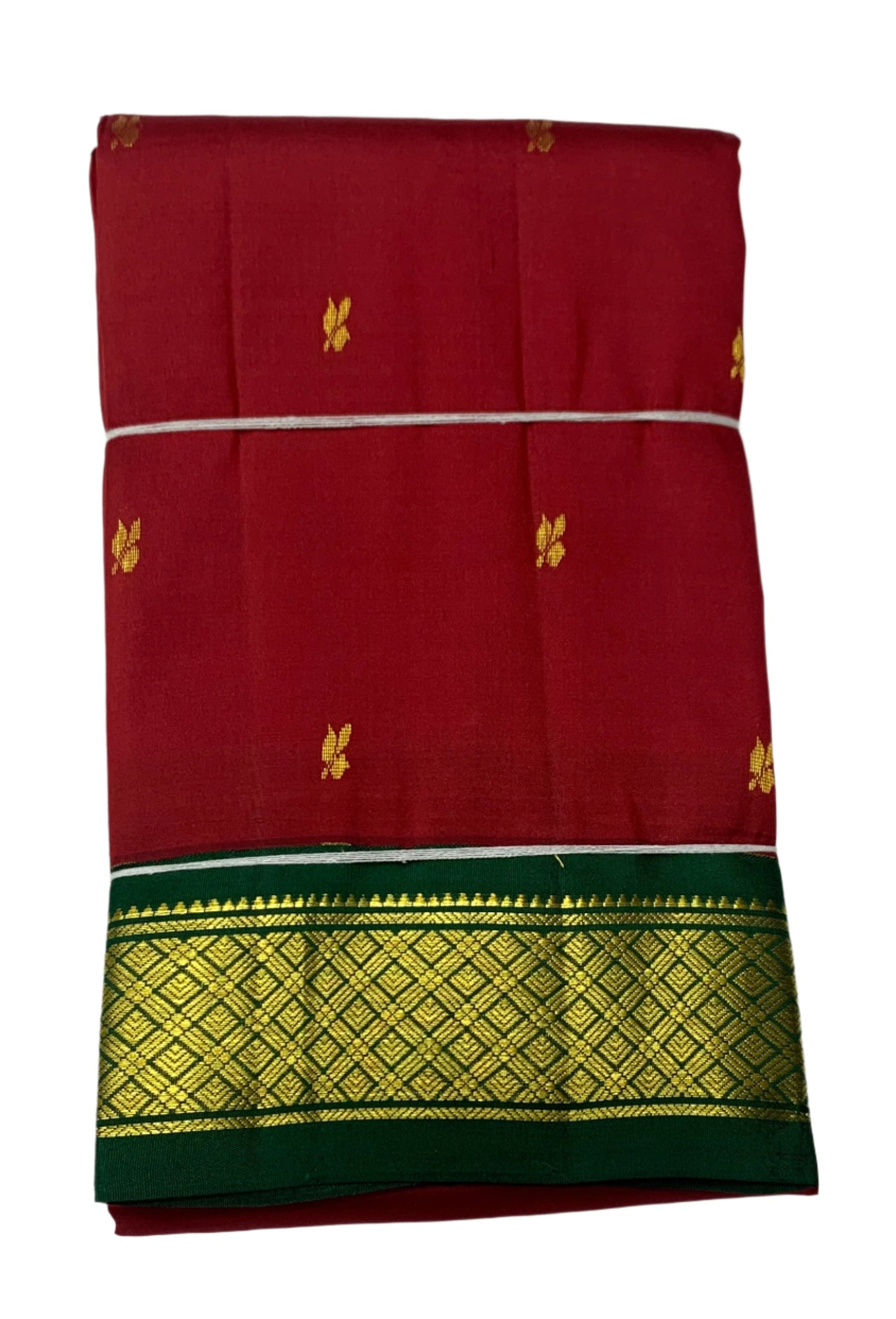 Pure Kanchipuram Silk Saree Maroon Colour with Green Border