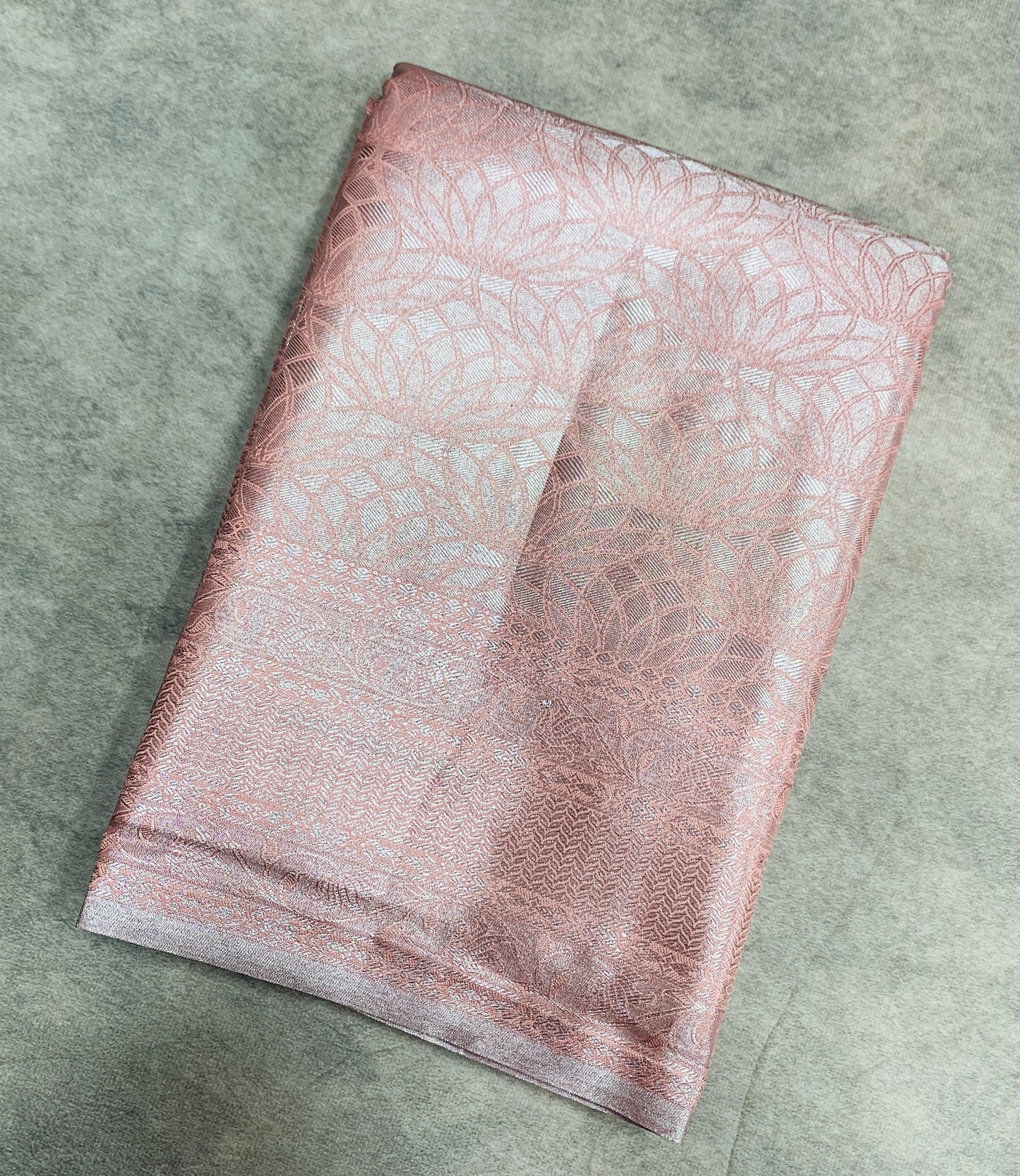 Fancy Tissue Saree Peach Colour with Self Design Border