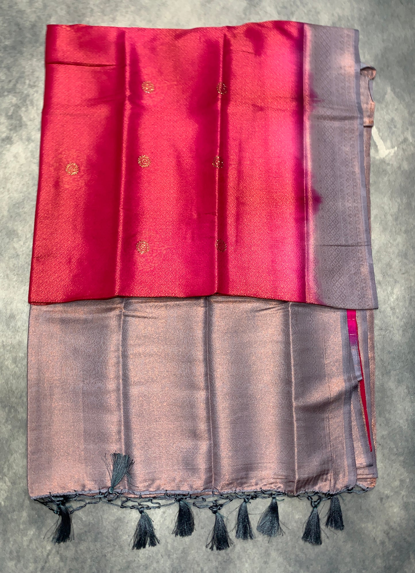 Soft Silk Saree Pink Colour and Stone Work with Gray Colour Pallu