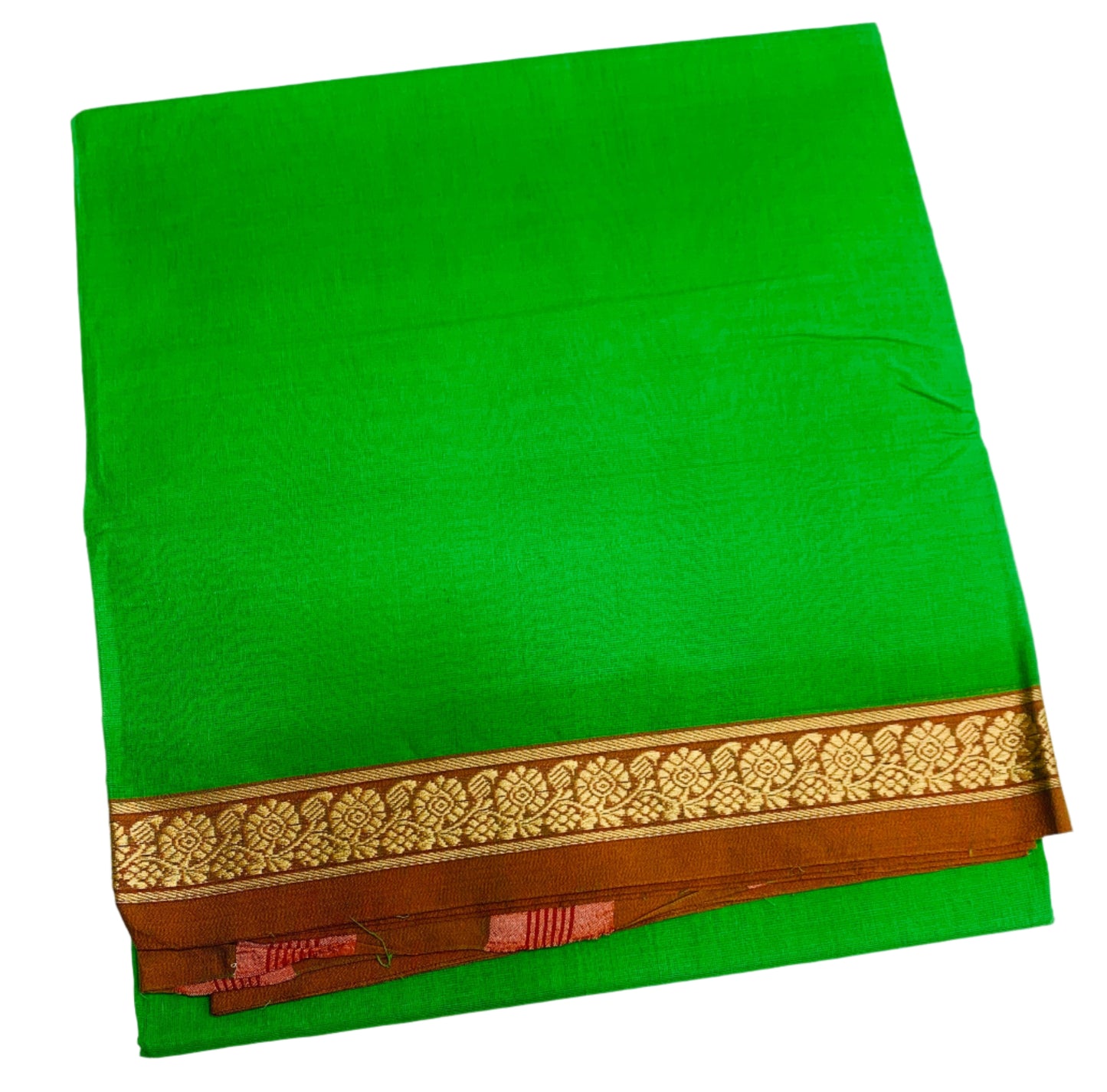 Chettinad Cotton Saree Light Green Colour with Brown Border