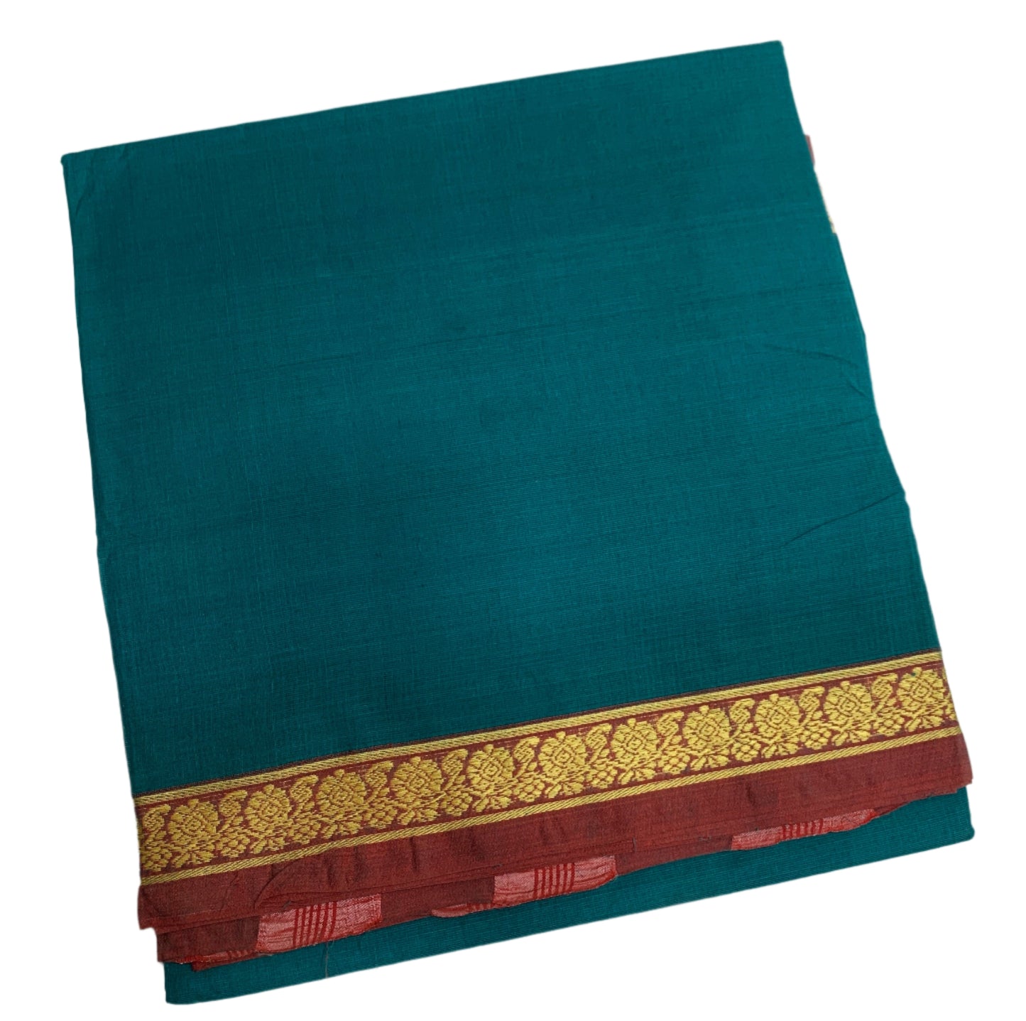 Chettinad Cotton Saree Rama Green Colour with Maroon Border