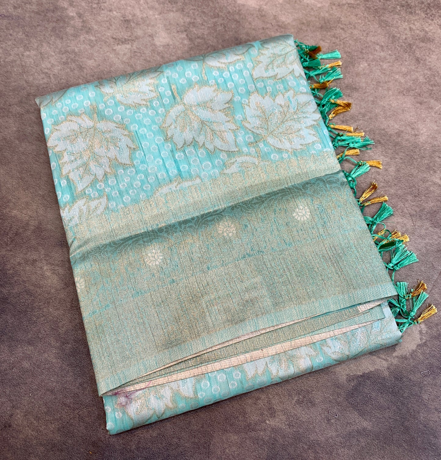 Banaras Katan Saree Sapphire Colour with Katan Work Border