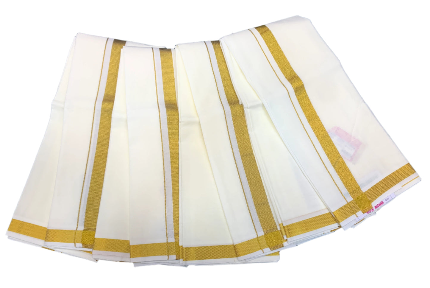 Cotton Pooja Towel Cream Colour with Zari Border - Pack of 4