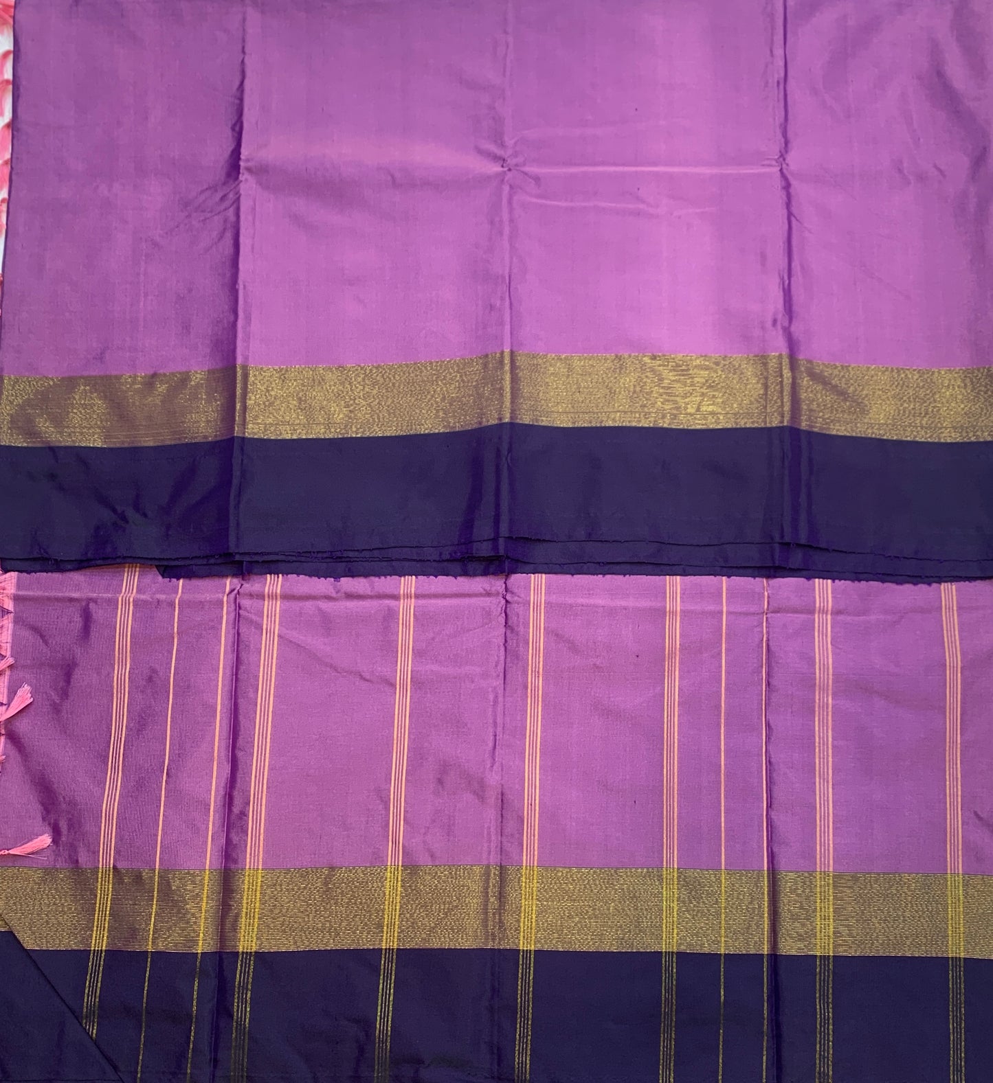 Arani Silk Saree Dark Lavender Colour with Navy Blue Border