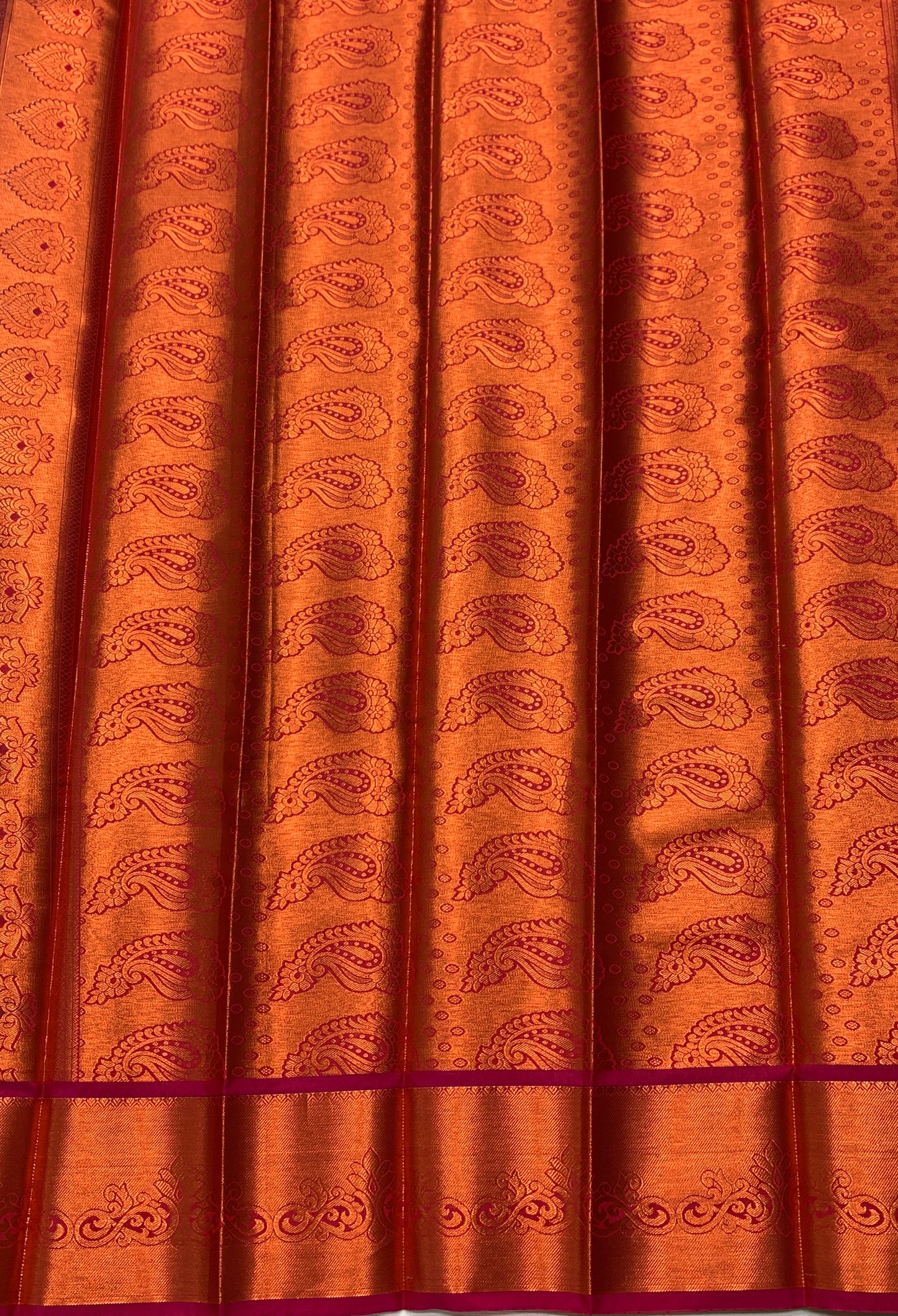 Vegan Silk Saree Blue Colour with Copper and Purple Border