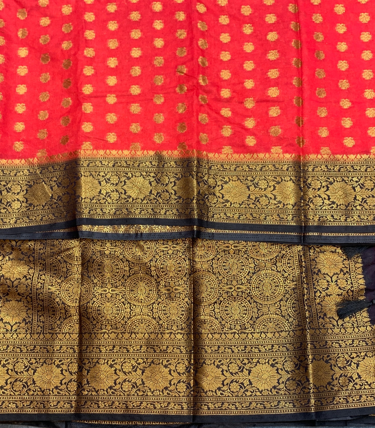 Crepe Saree Red Colour with Block Border