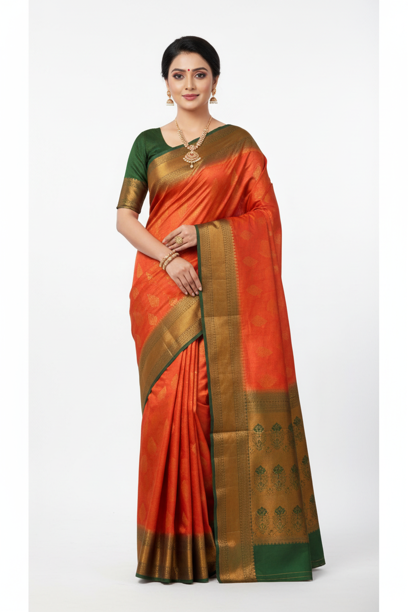 Soft Silk Saree Red Colour with Jamiki Work