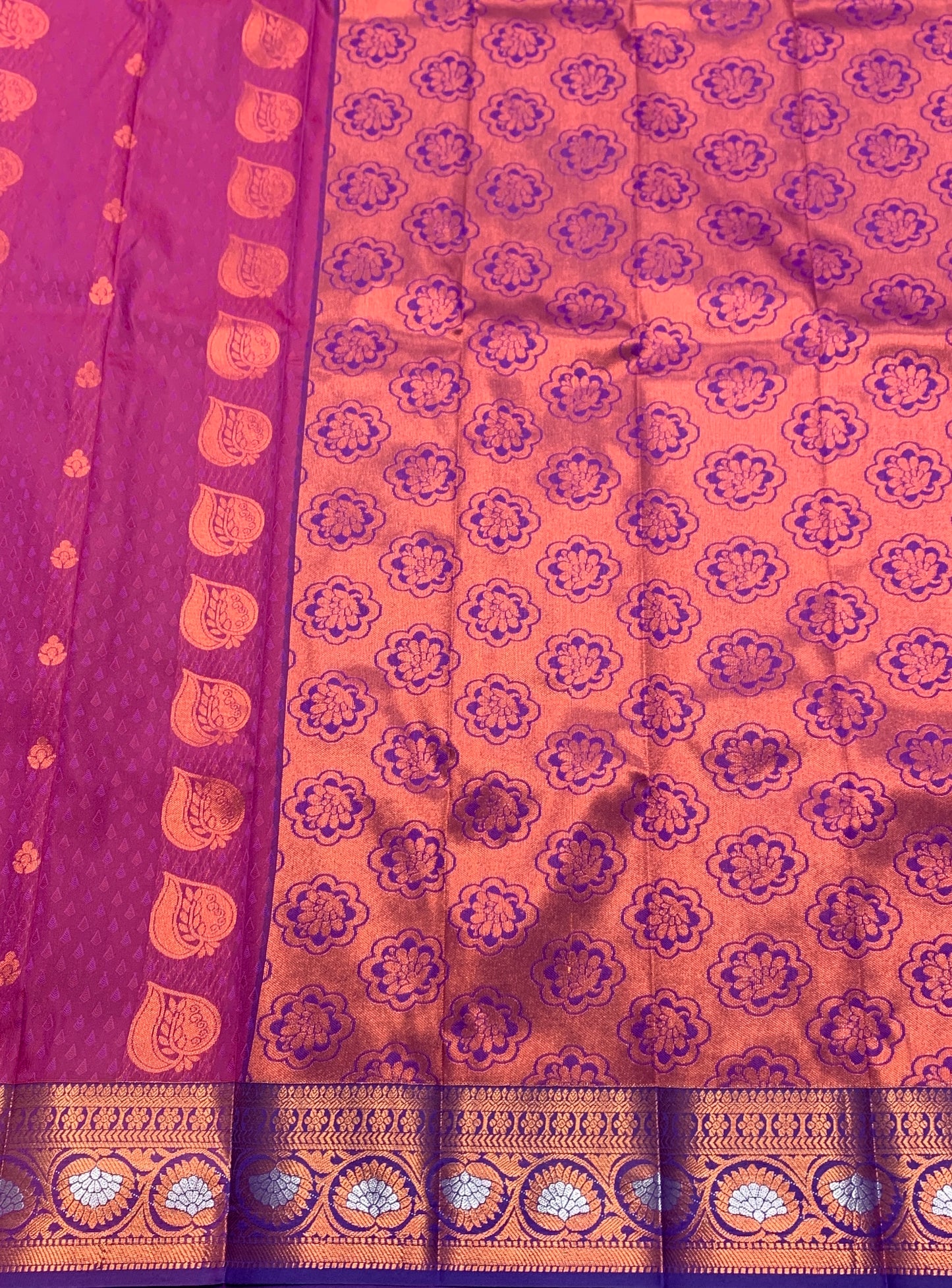 Vegan Silk Saree Vadamali Colour Saree with Copper Border