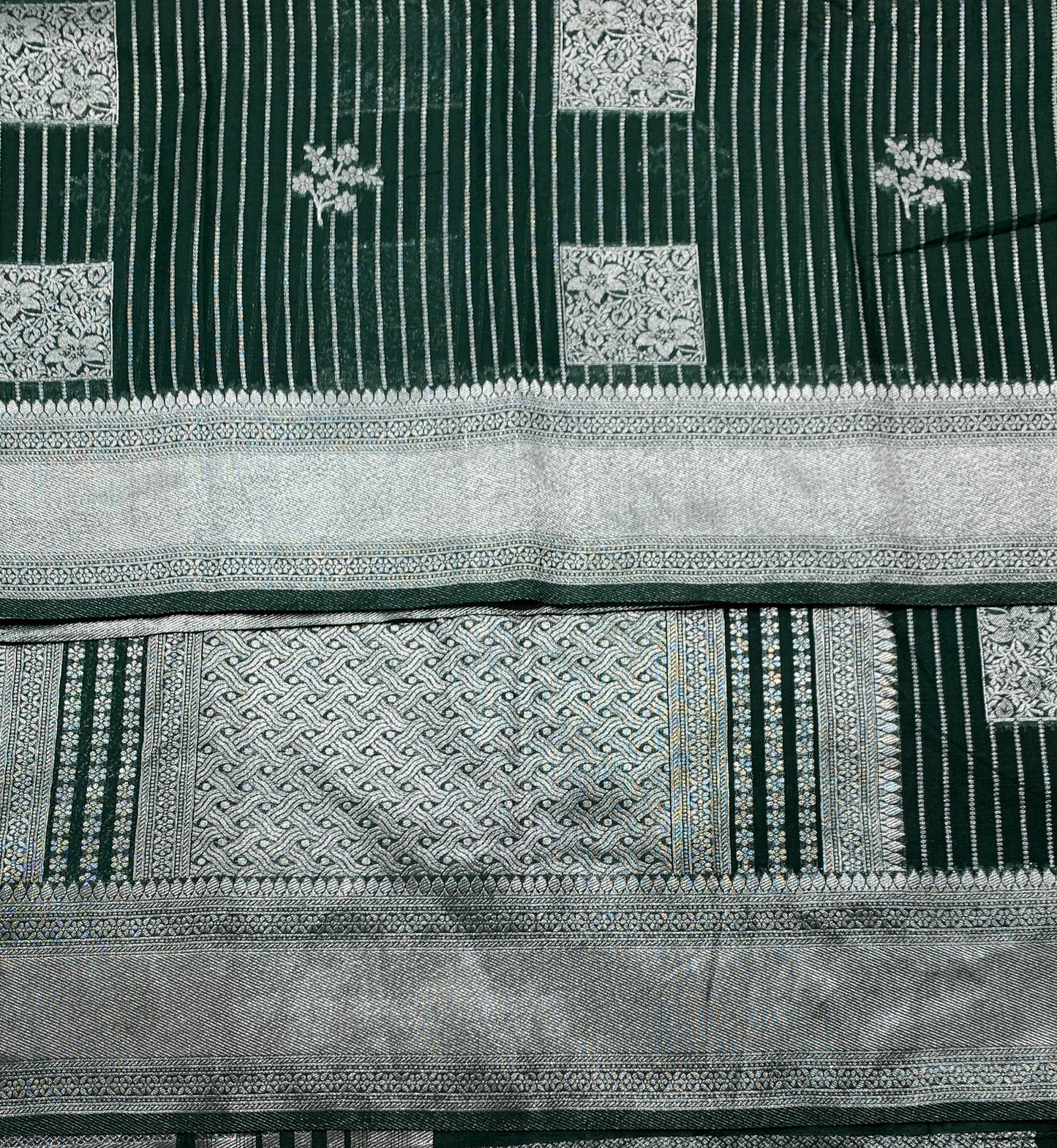 Fancy South Cotton summer Special in vibrant pastel colours - * Green * with Sliver Zari Border