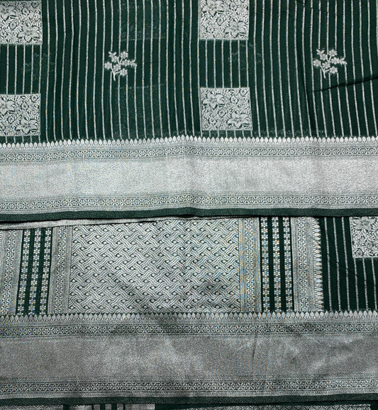 Fancy South Cotton summer Special in vibrant pastel colours - * Green * with Sliver Zari Border