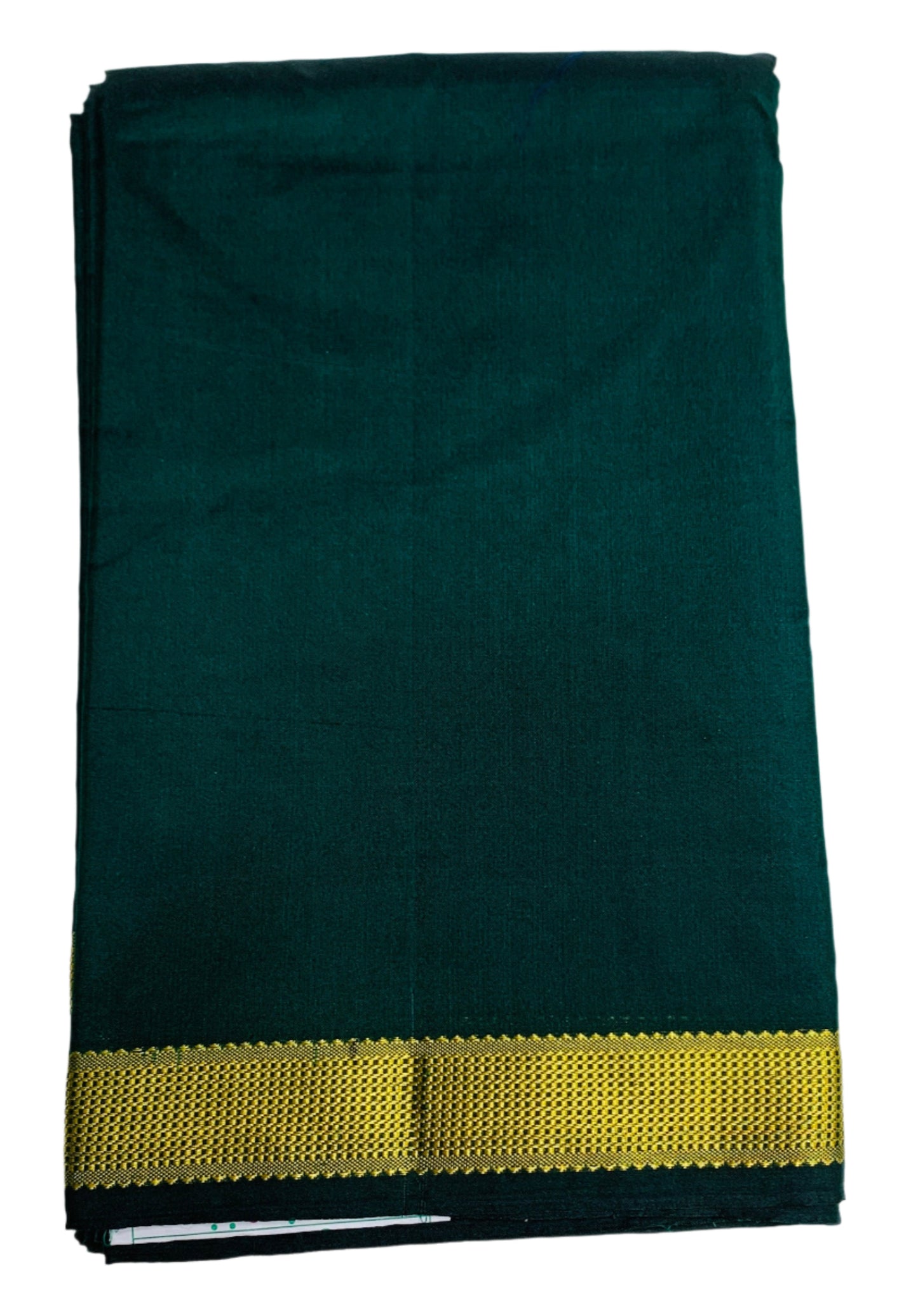 Arani Silk Saree  Dark Green Colour with Golden Border.