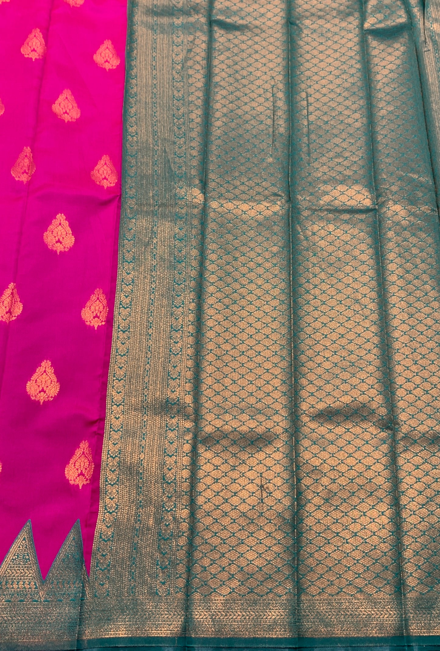 Pink Colour Art Silk Saree with Rama Green Border
