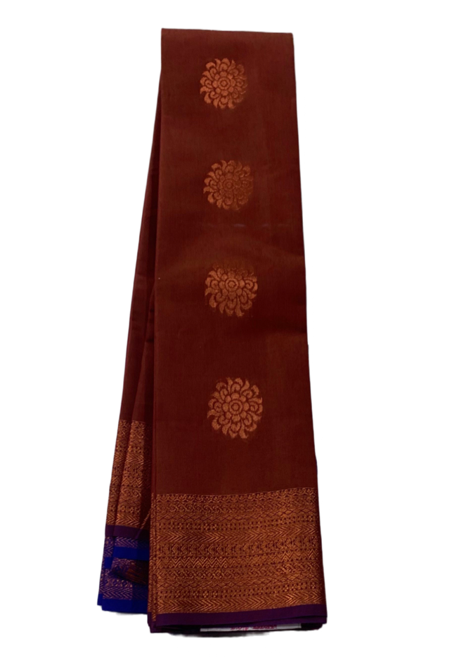 Maroon shade silk cotton saree