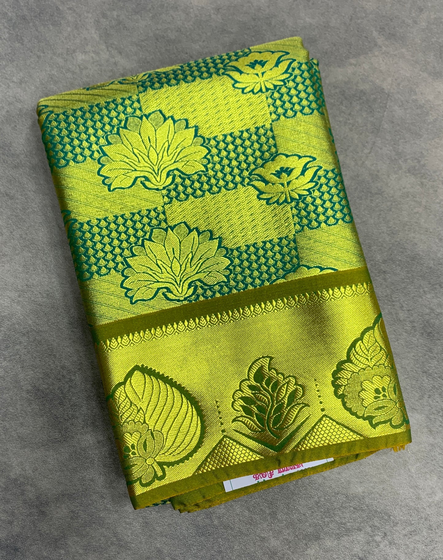 Vegan Silk Saree Parrot Green Colour Saree with Golden Zari Border