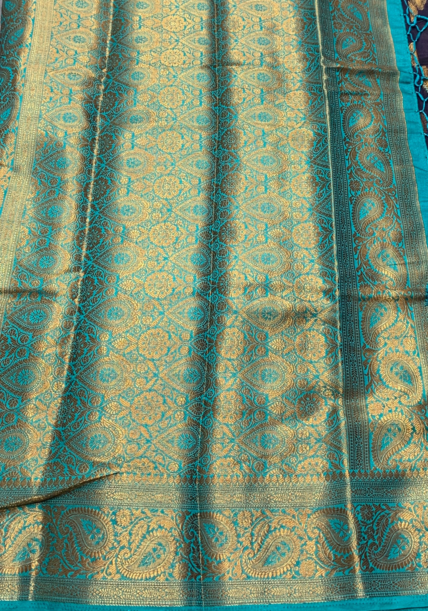 Crepe Saree Navy Blue Colour with Sky Blue Border