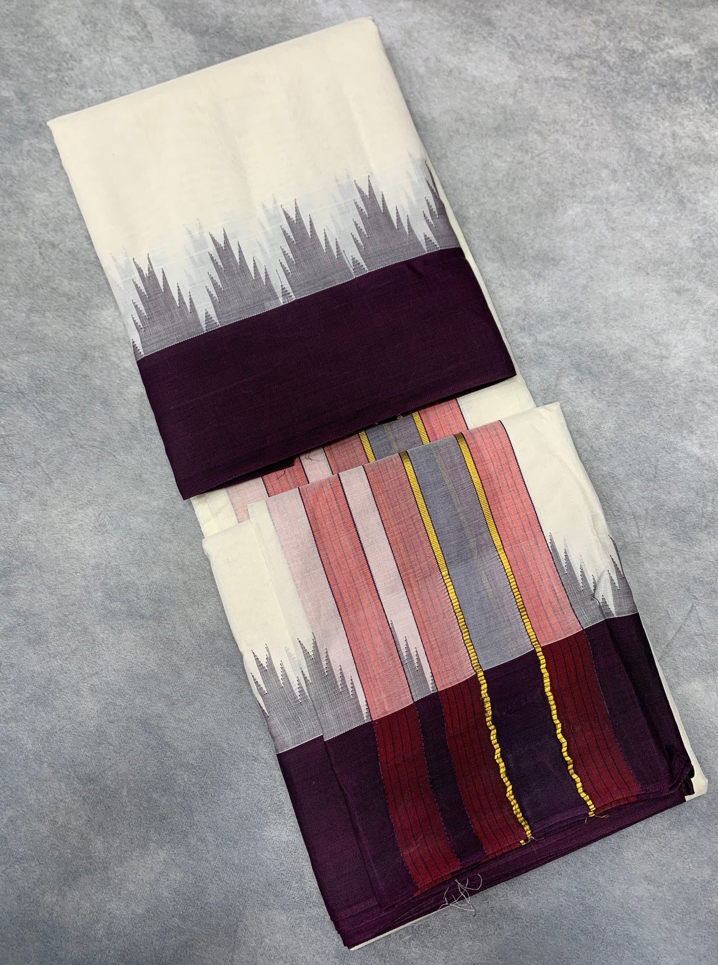 9X5 Cotton Unbleached dhoti with Angavastram