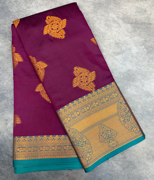 Soft Silk Casual Saree Beetroot Pink Colour with Rama Green and Golden Colour Border