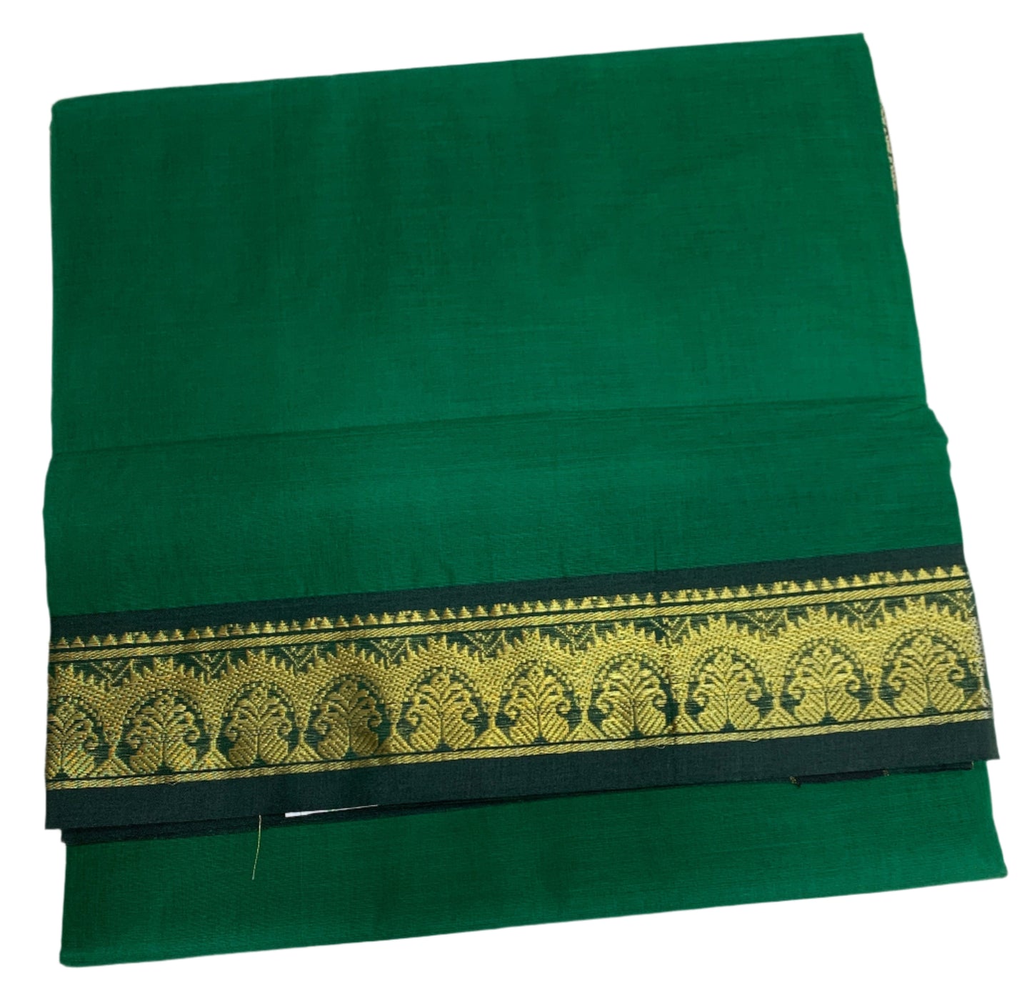 Chettinad Cotton Saree Green Colour with Dark Green Border