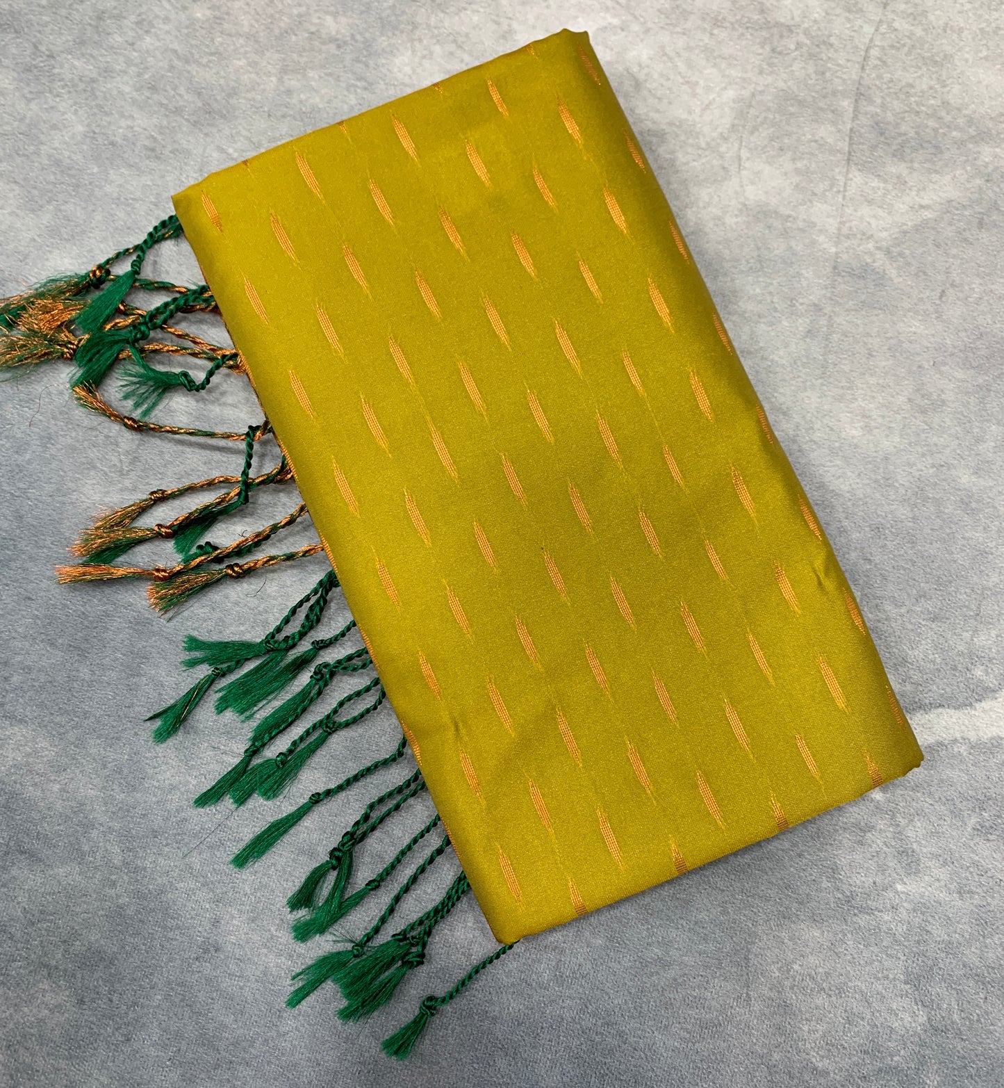 Soft Vegan Silk Saree Lime Green Colour with Green and Copper Border