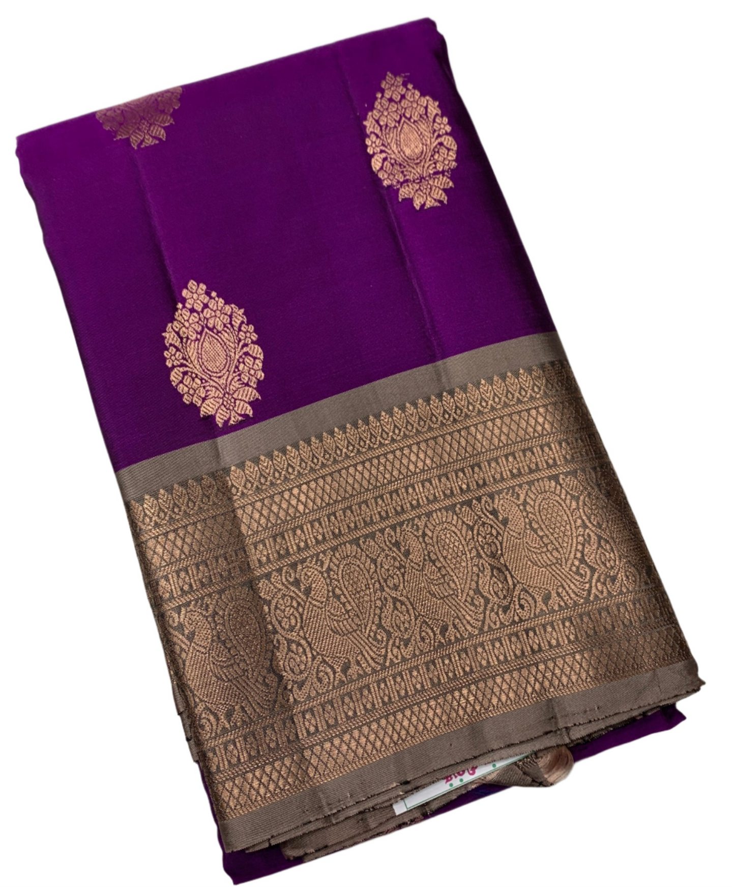 Pure Kanchipuram Silk Magenta Colour with Eggshell Colour Border