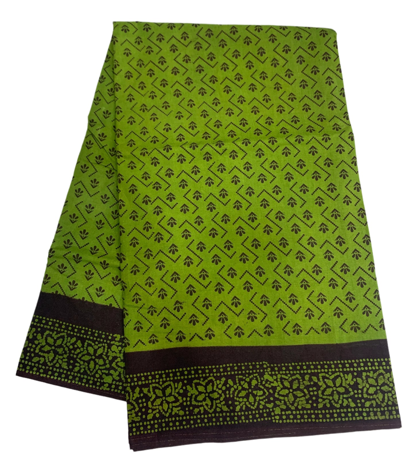 Chettinad Sungudi Cotton Olive Green Colour with Printed Saree