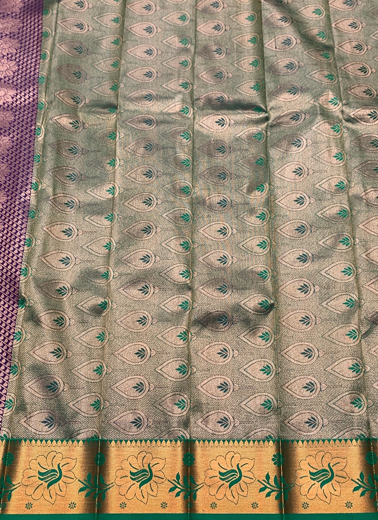 Vegan Silk Saree Brown Colour Saree with Copper Border