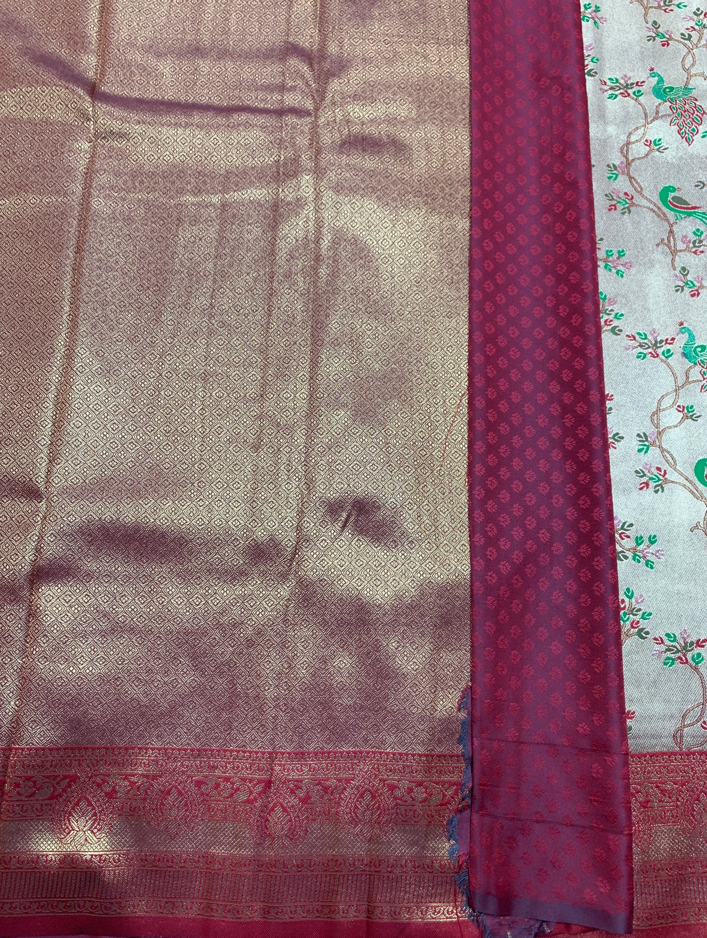 Fancy Tissue Saree Golden Colour with Maroon Border