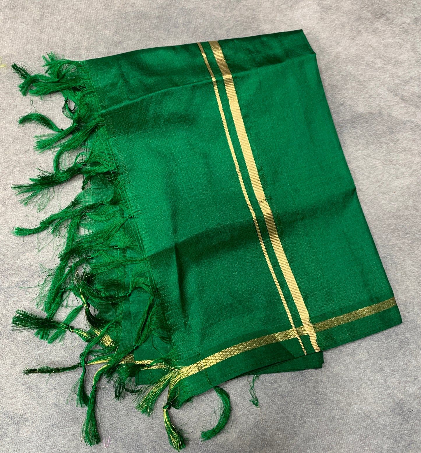 2 Mulam Silk Pooja Towel Green Colour