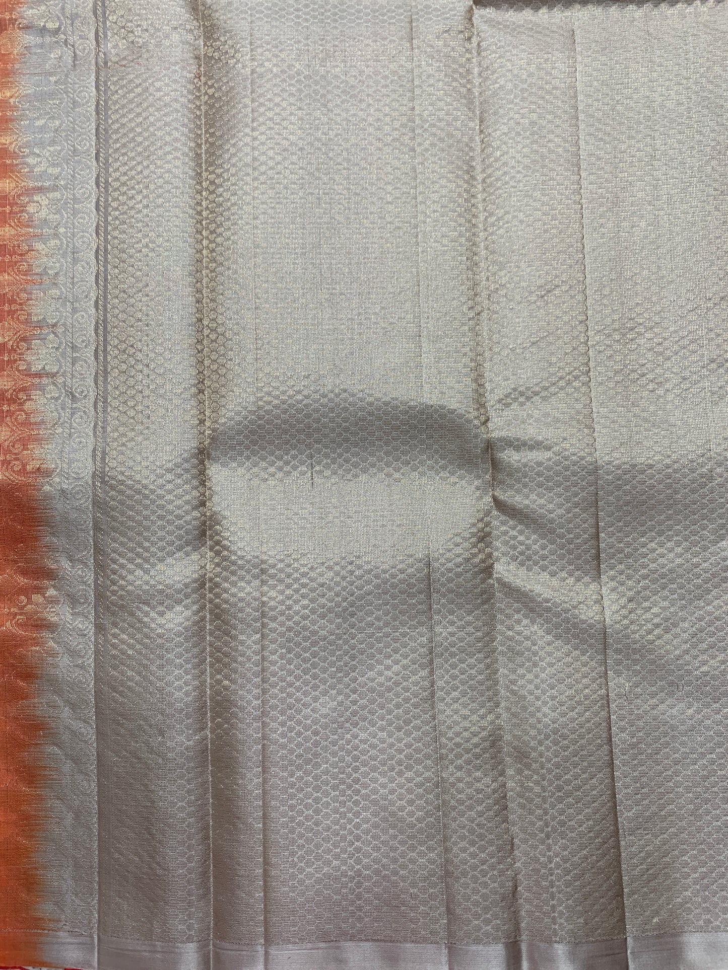 Pure Kanchipuram Silk Saree Orange Colour with Border Less