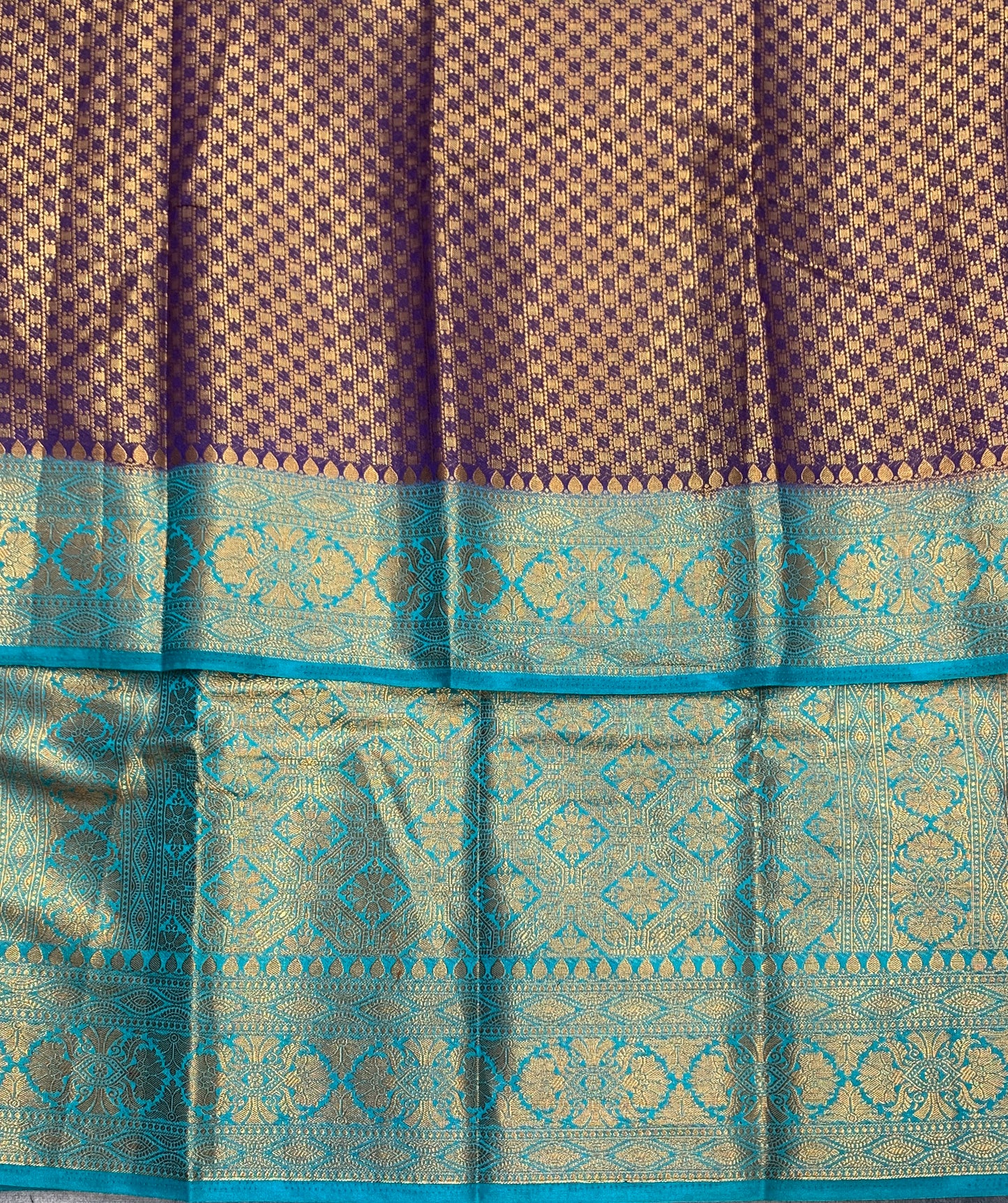 Crepe Saree Navy Blue Colour with Sky Blue Border