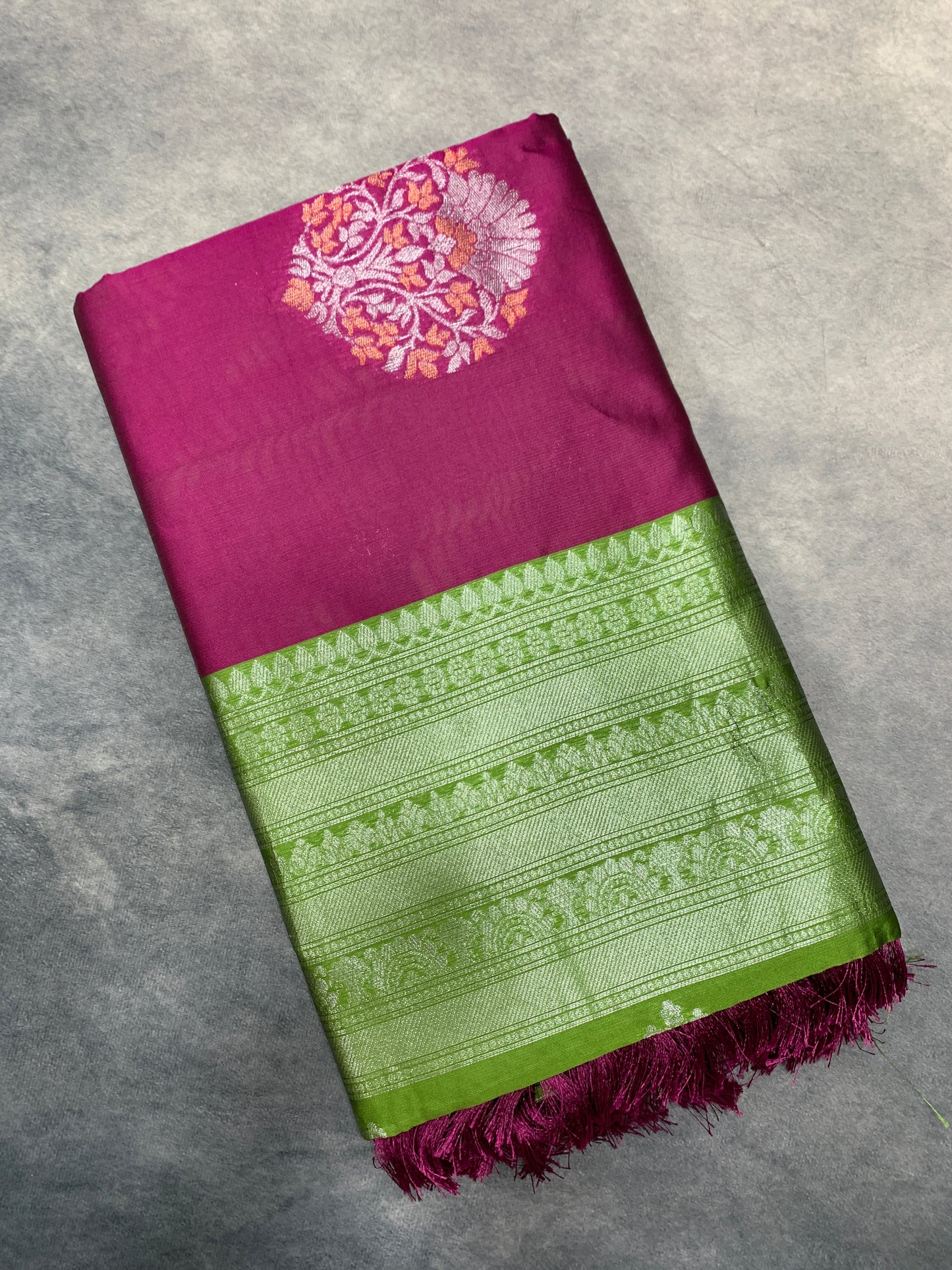 Paper Silk Saree Purple Colour with Border less