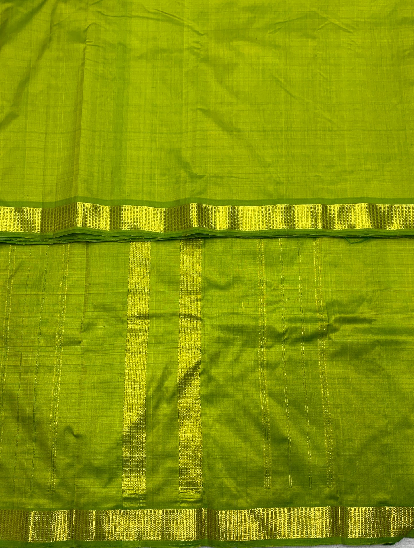 Pure Kanchipuram Silk Parrot Green Colour with Golden Zari Border