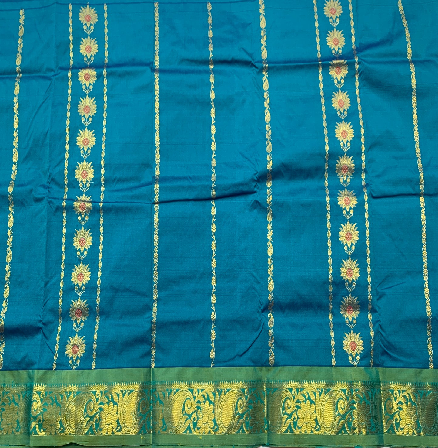 Rama Blue Shade Semi Silk Kids Pattu Pavadai with Self border for Age 2 to 5