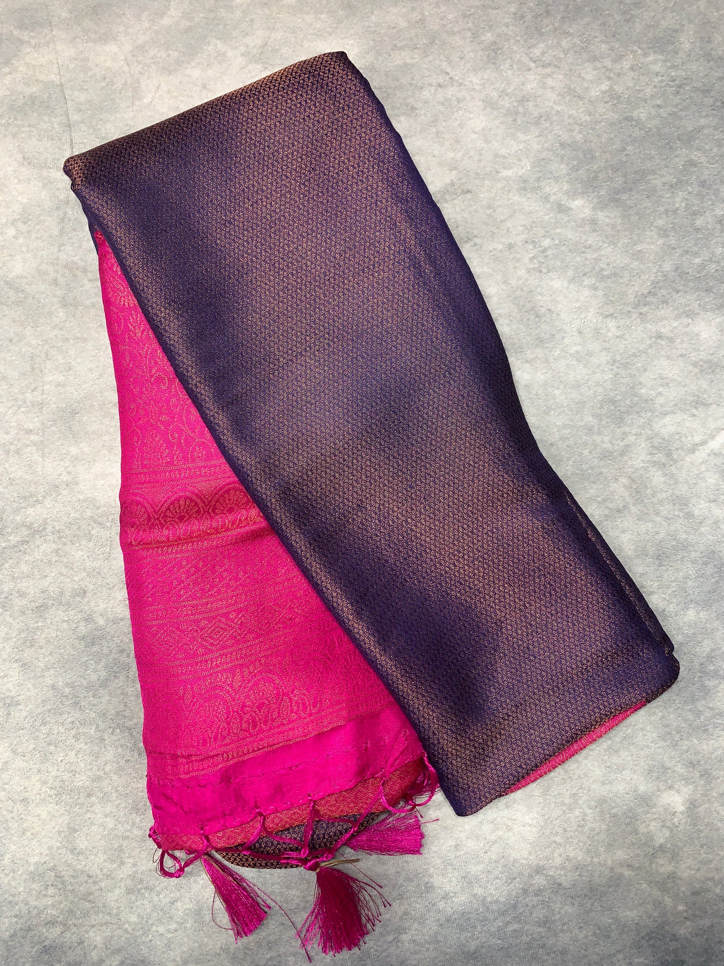 Soft Silk Saree Navy Pink Colour with Pink Colour Pallu