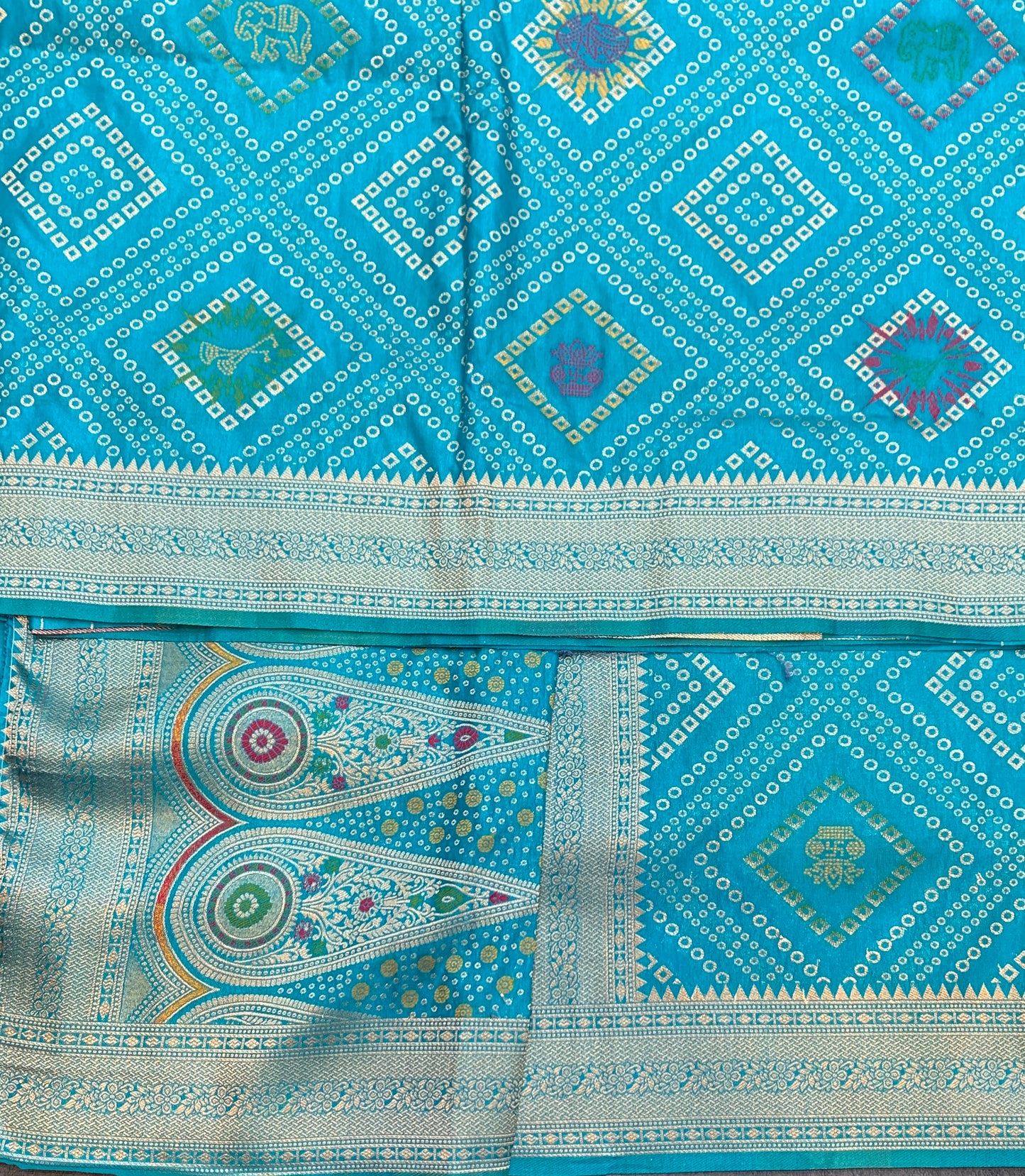 Banaras Soft Silk Saree Rama Blue Colour with Sliver Colour Floral Design Border
