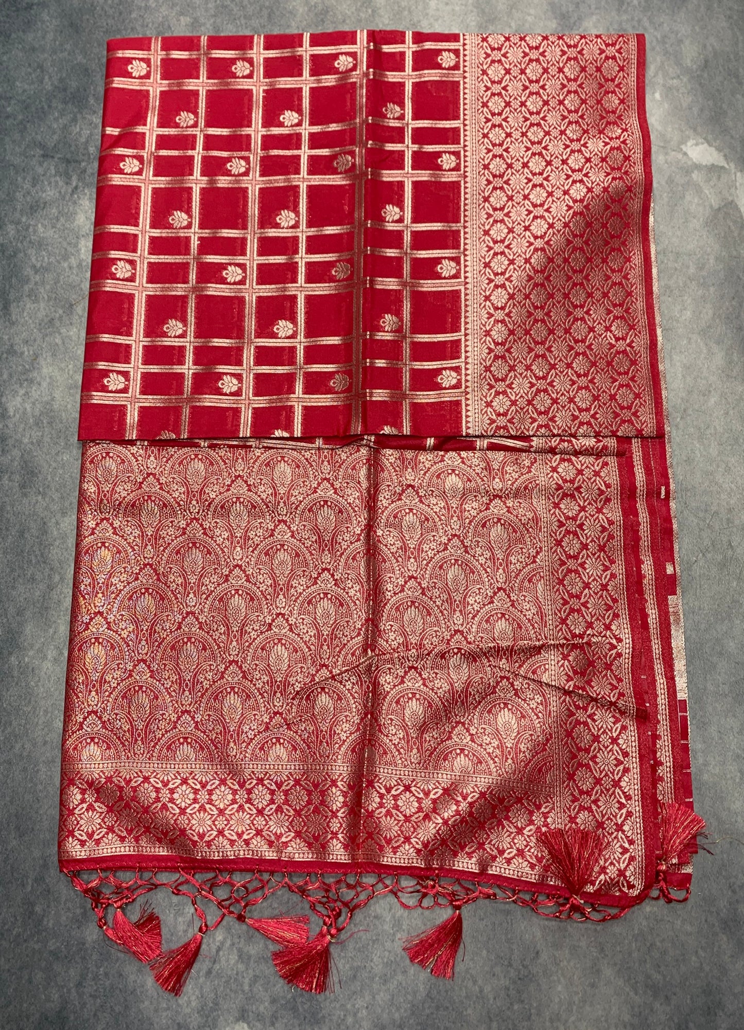 Soft Silk Casual Saree Tomato Colour with Sliver Colour Floral Design Border
