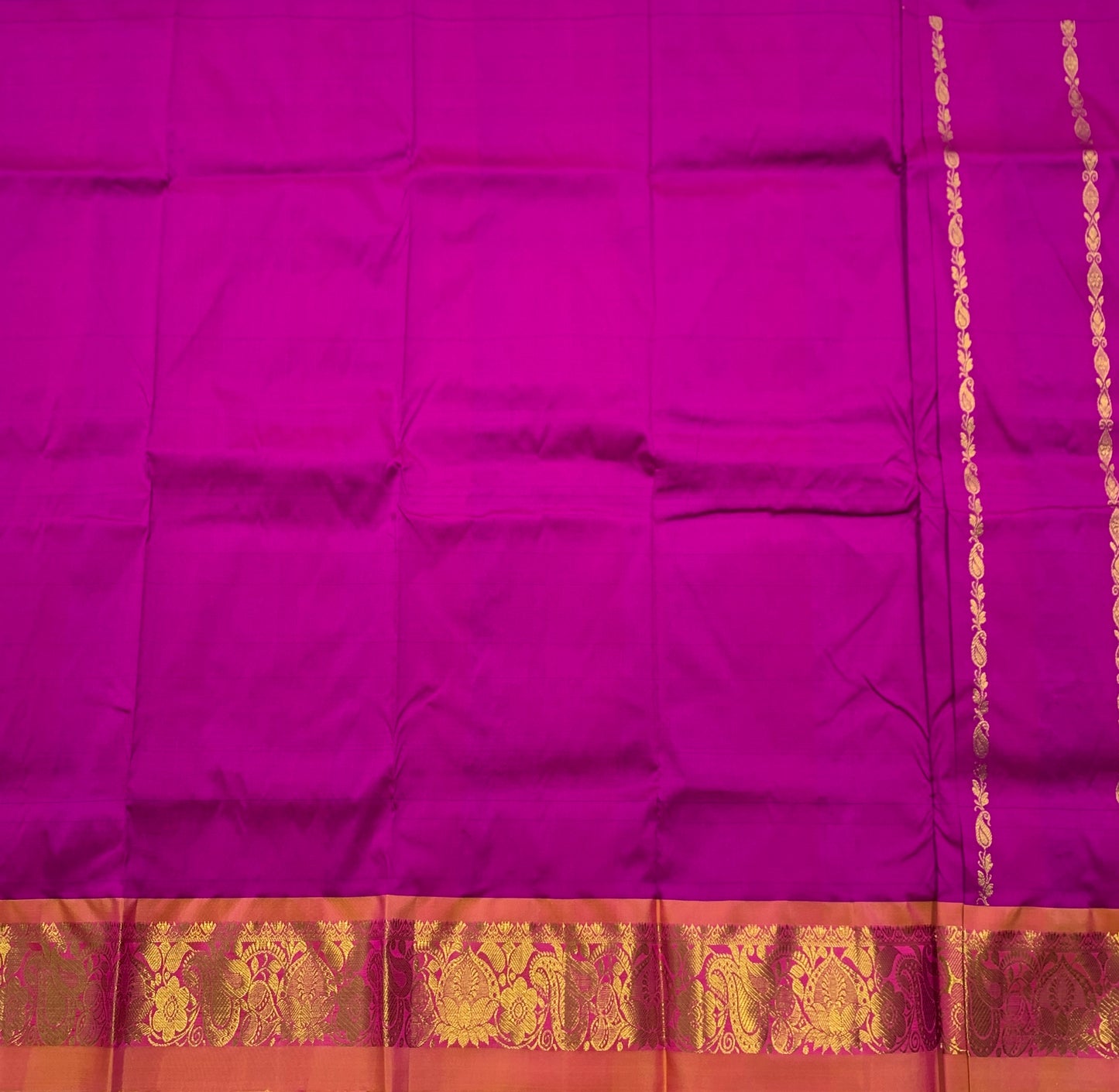 Magenta Shade Semi Silk Kids Pattu Pavadai with Self border for Age 2 to 5